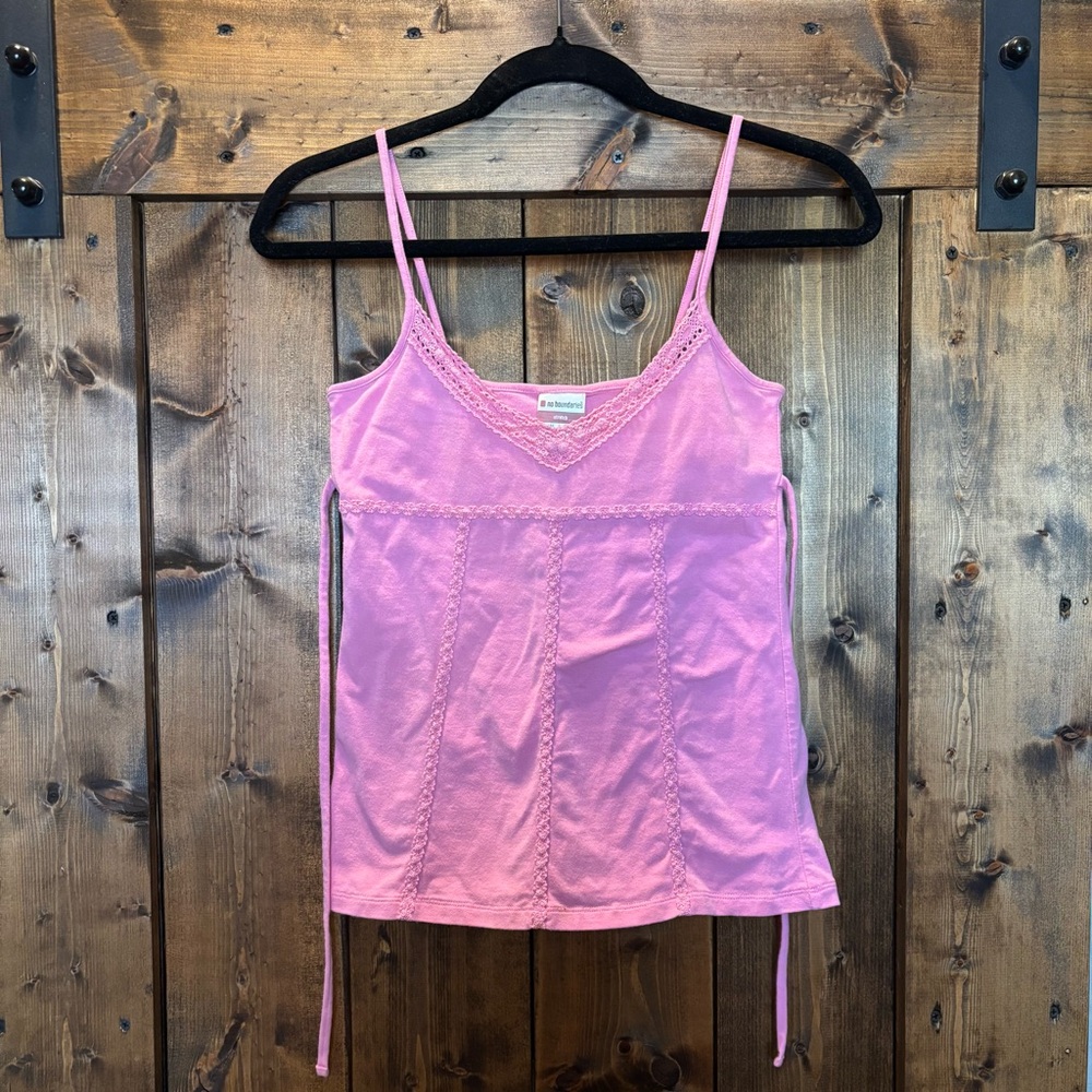 No Boundaries Pink Cami with Lace Detail